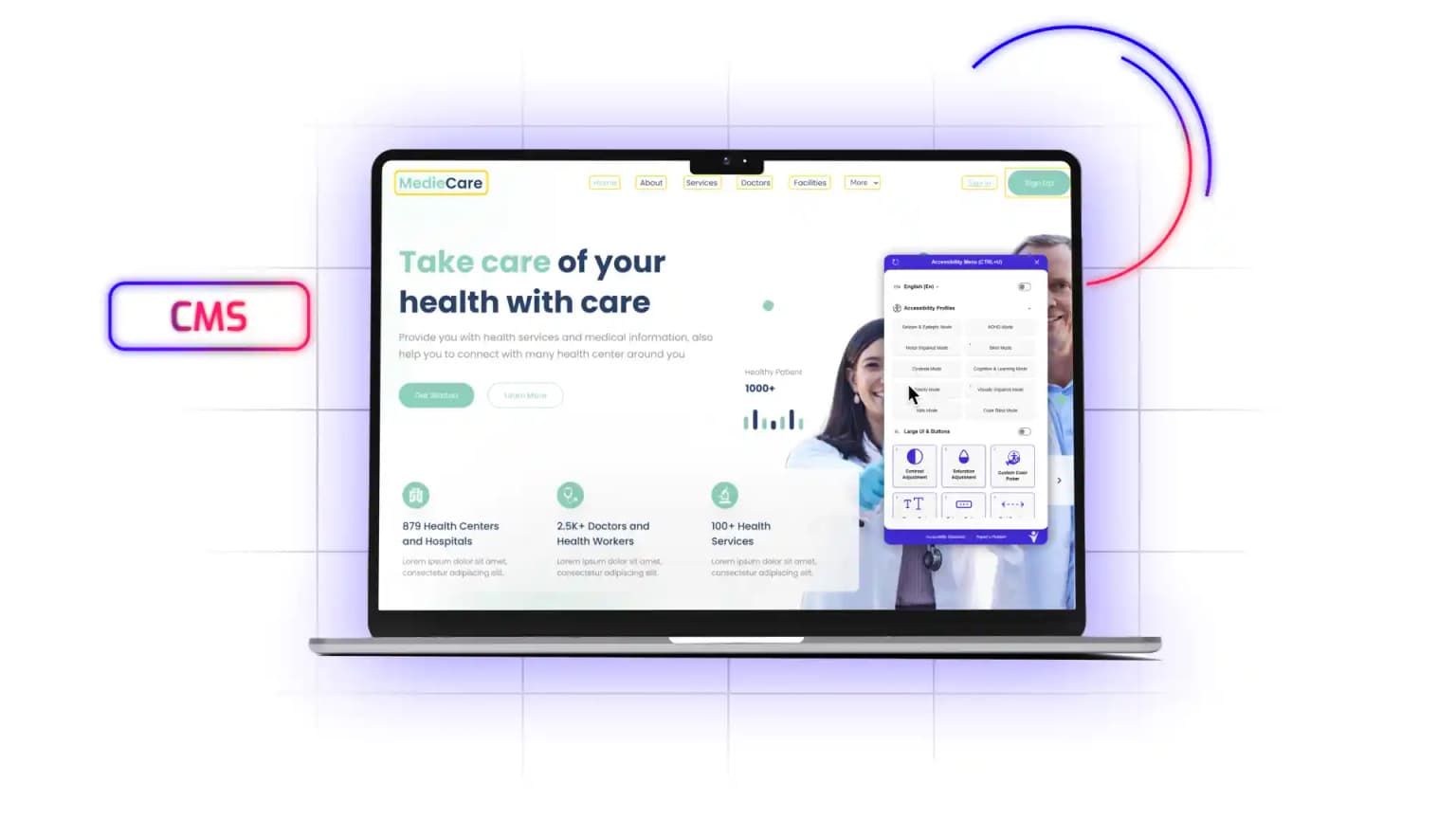 Integrate accessibility across your <span class='font-bold text-primary'>CMS and platforms</span>