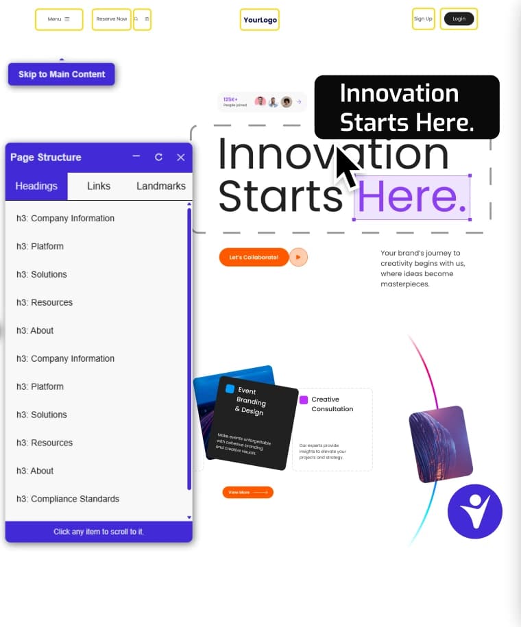 Blind accessibility profile - Accessible browsing for screen-reader users